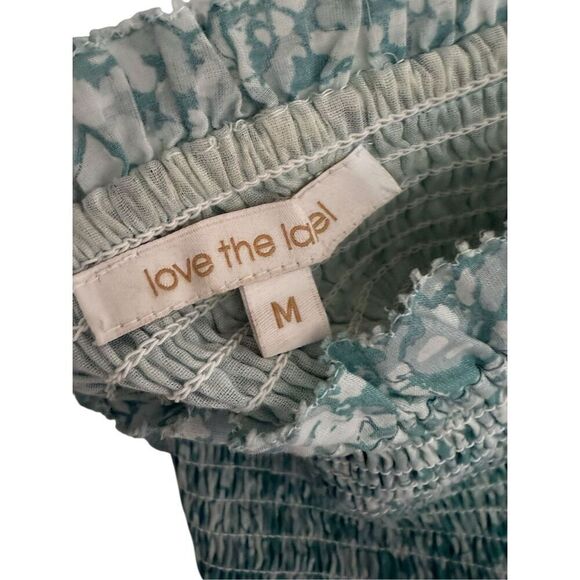 Love The Label Floral Smocked Ruffle Flutter Peplum Blouse Blue Women's Medium - Picture 2 of 4